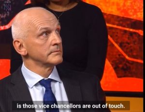 picture of VC with caption vice chancellors out of touch
