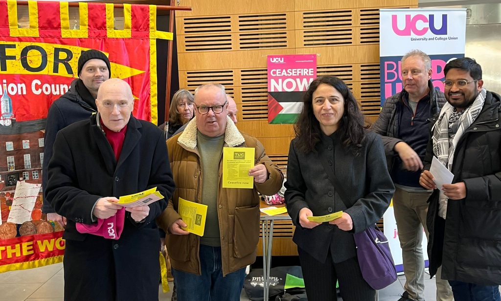 members campaigning with banners